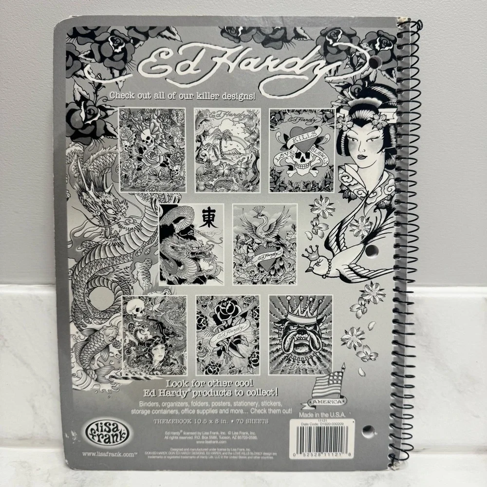 Vintage Lisa Frank x Ed Hardy Tattoo Art Spiral Notebook